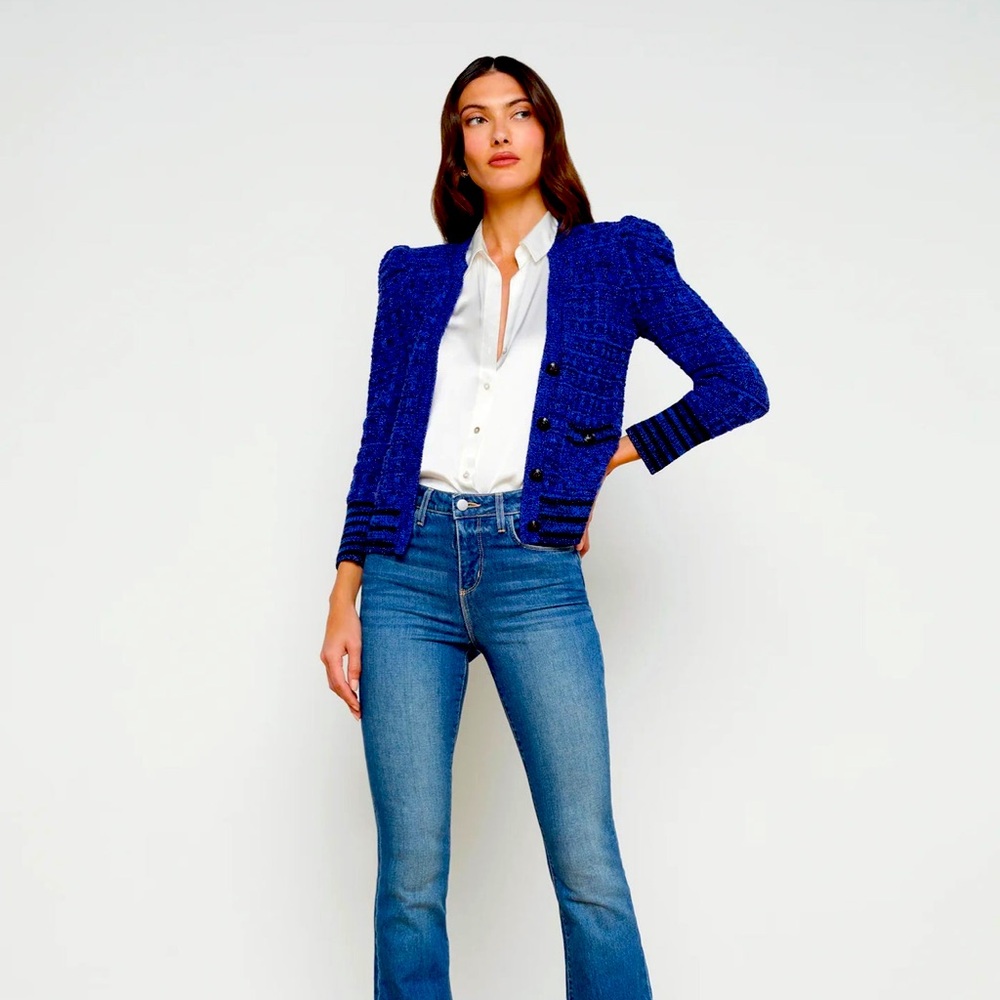 L’AGENCE JENNI WAFFLE CARDIGAN Blue/black/multi